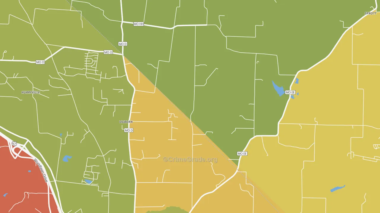 Ogborn, MO Map of Theft Rates