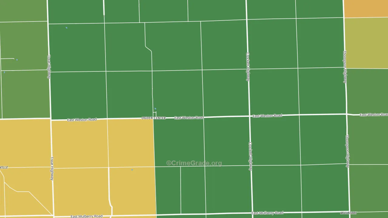 Ogden Center, MI Map of Theft Rates