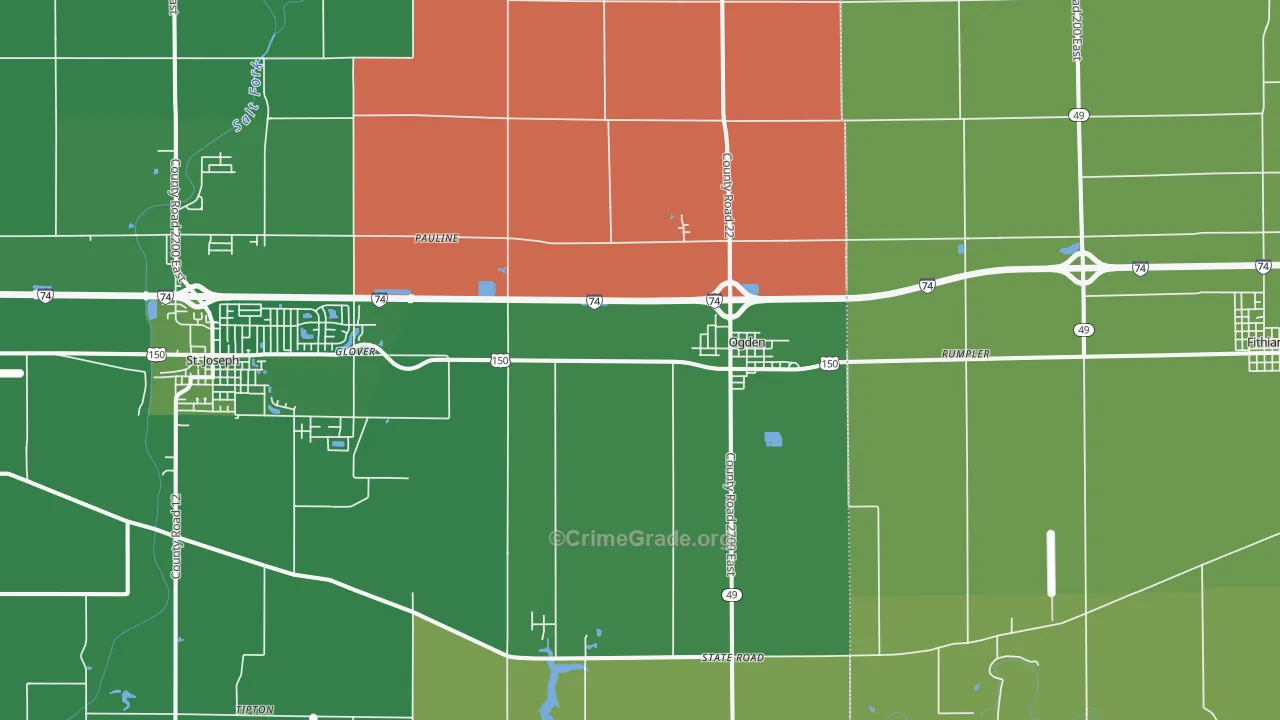 Ogden, IL Map of Theft Rates