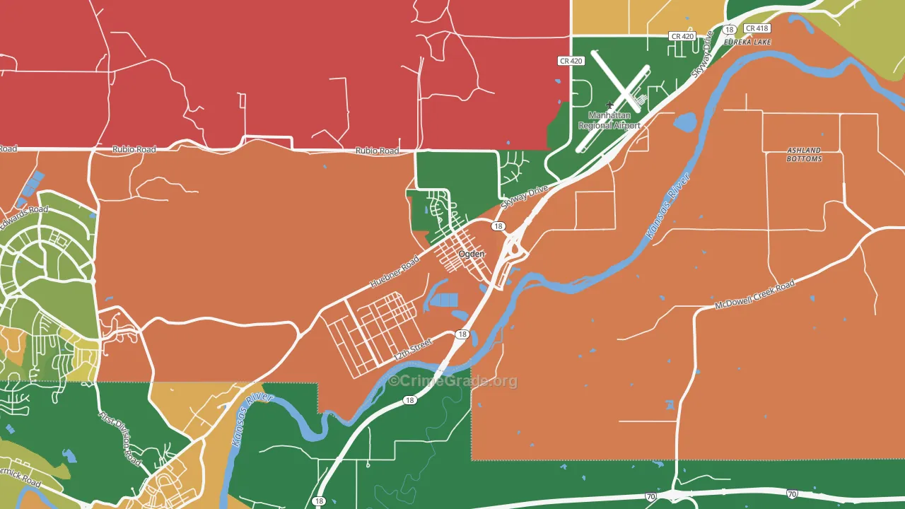 Ogden, KS Map of Theft Rates