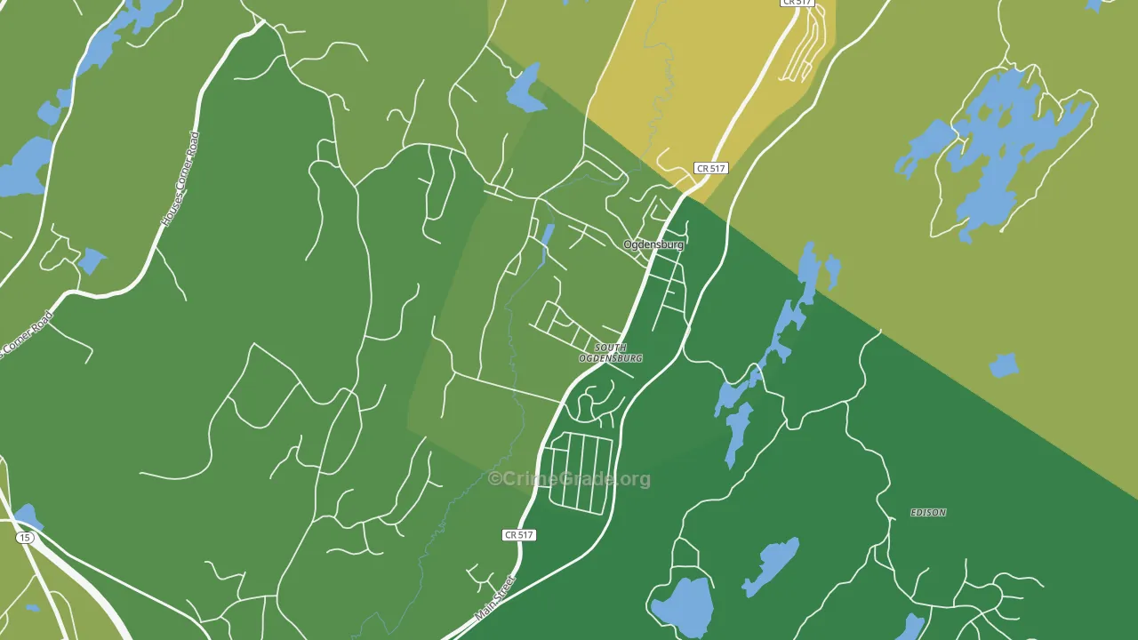 Ogdensburg, NJ Map of Theft Rates