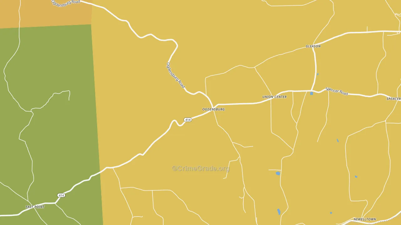 Ogdensburg, PA Map of Theft Rates