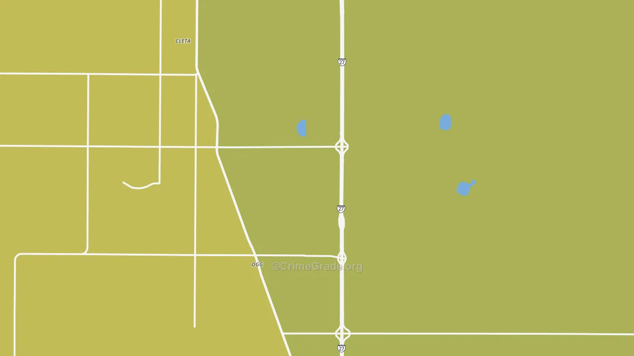 Ogg, TX Map of Theft Rates