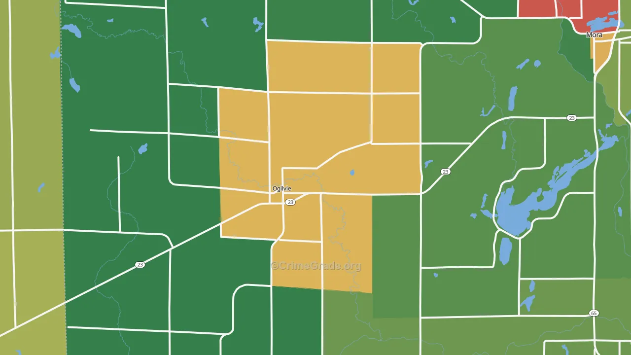 Ogilvie, MN Map of Theft Rates