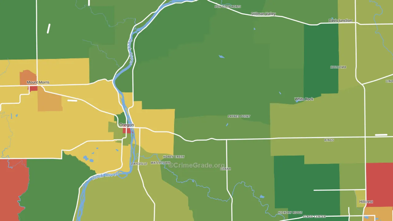 Ogle County, IL Map of Theft Rates