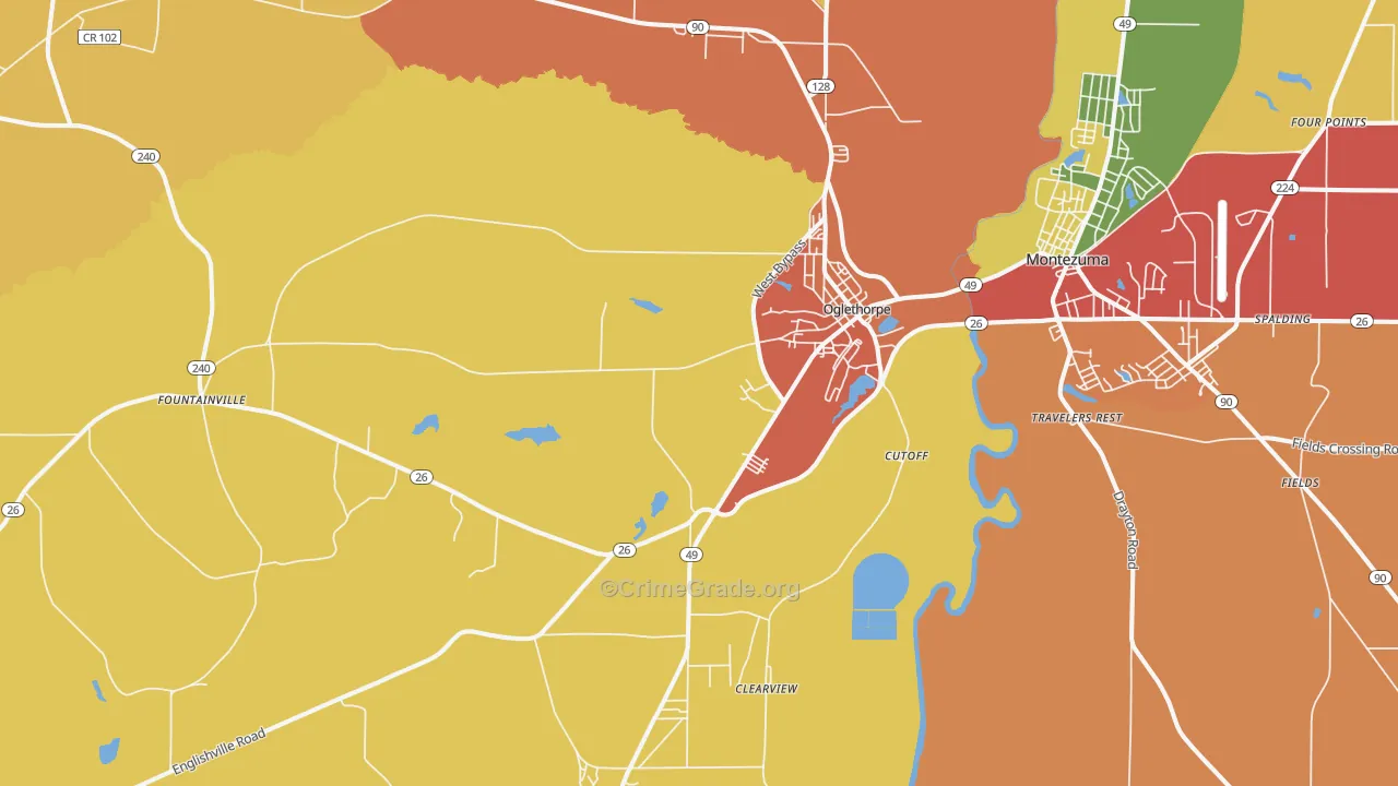 Oglethorpe, GA Map of Theft Rates