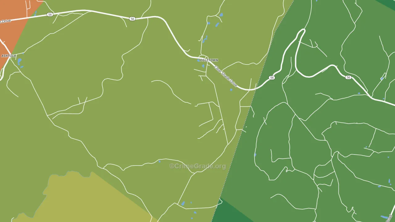 Ogletown, PA Map of Theft Rates
