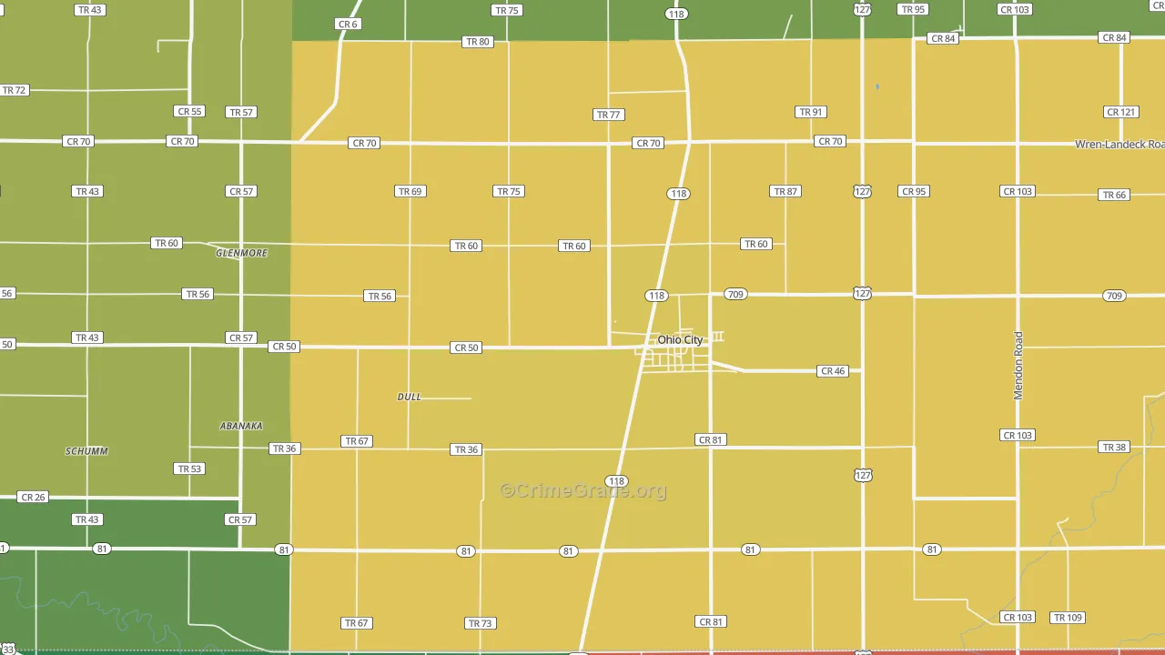 Ohio City, OH Map of Theft Rates