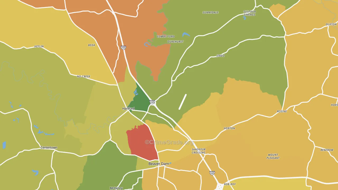 Ohio County, KY Map of Theft Rates