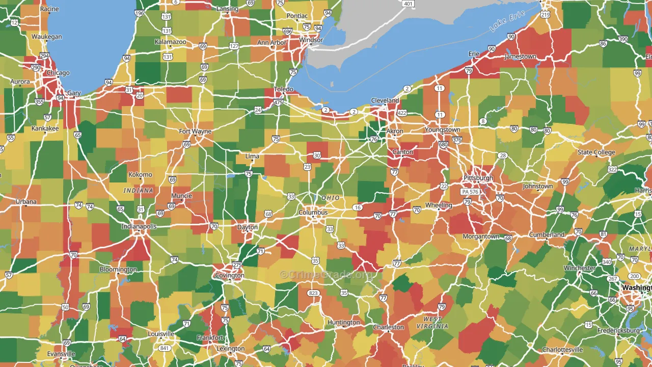 Ohio Map of Theft Rates