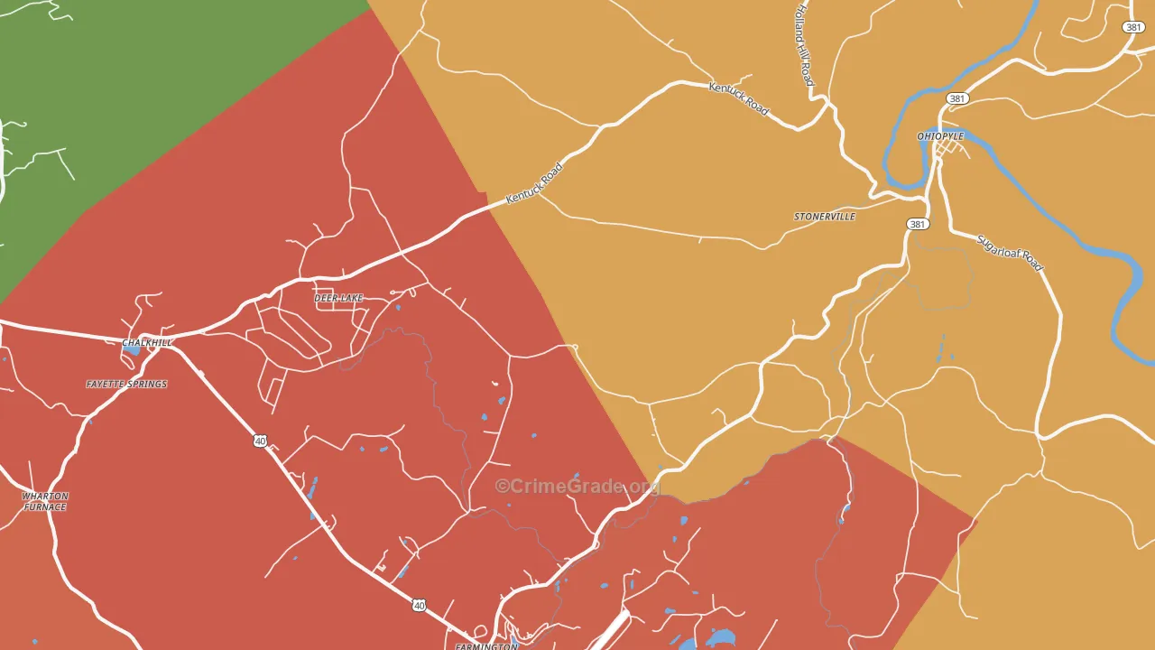 Ohiopyle, PA Map of Theft Rates