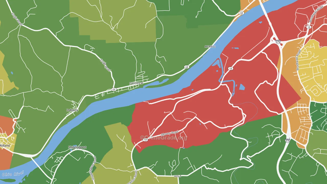 Ohioview, PA Map of Theft Rates