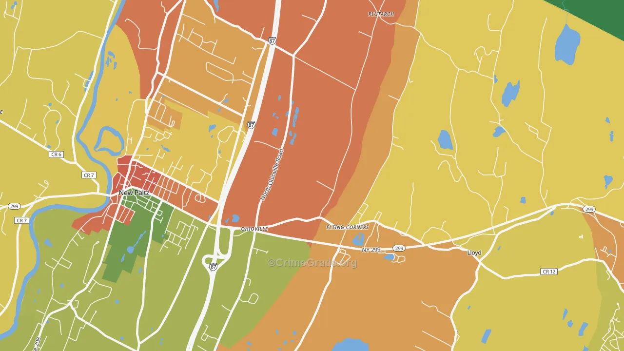 Ohioville, NY Map of Theft Rates