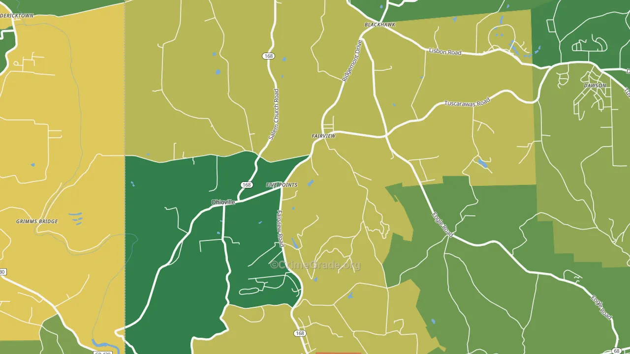 Ohioville, PA Map of Theft Rates