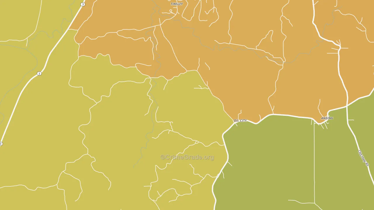Oil City, MS Map of Theft Rates
