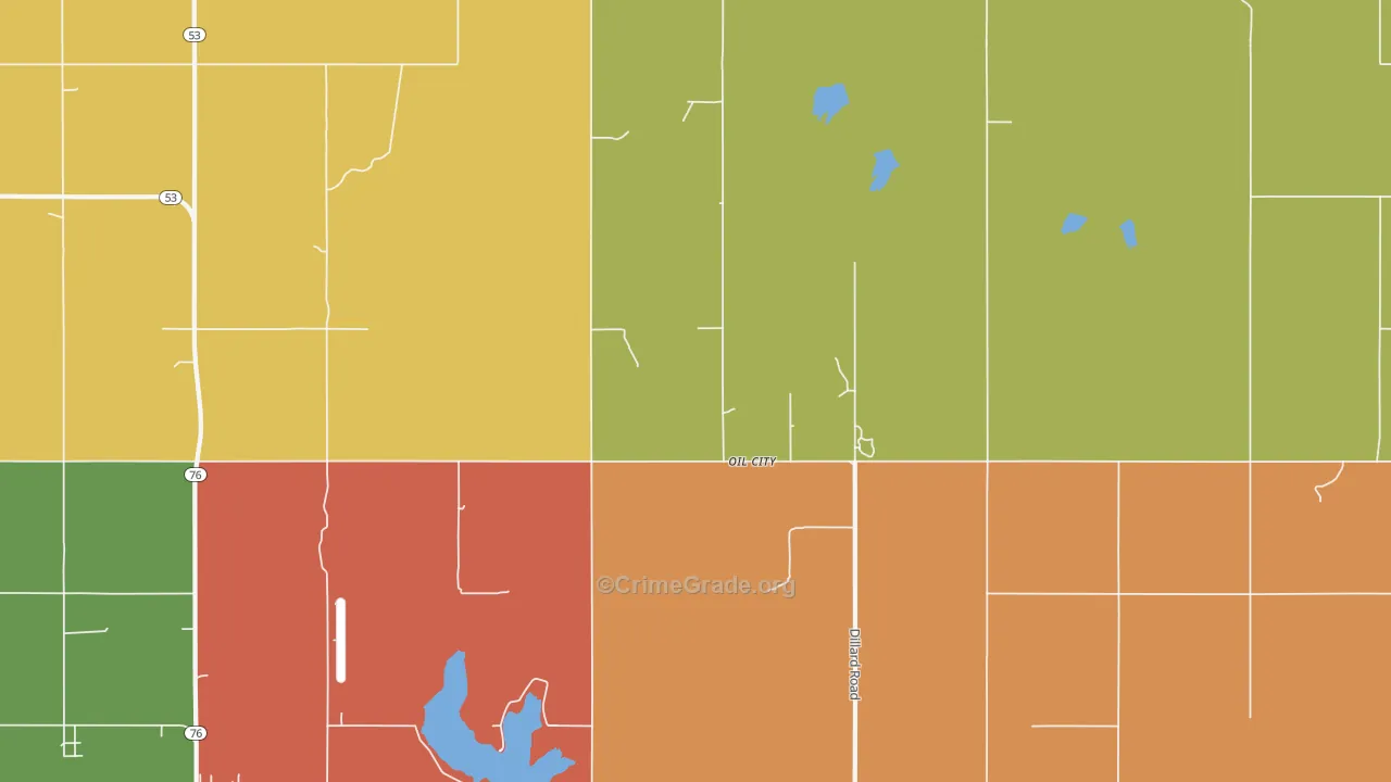 Oil City, OK Map of Theft Rates