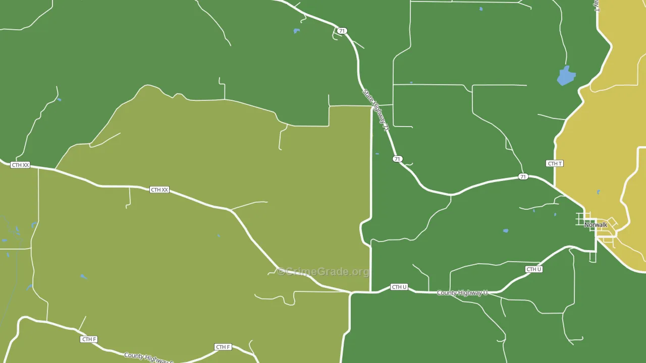 Oil City, WI Map of Theft Rates