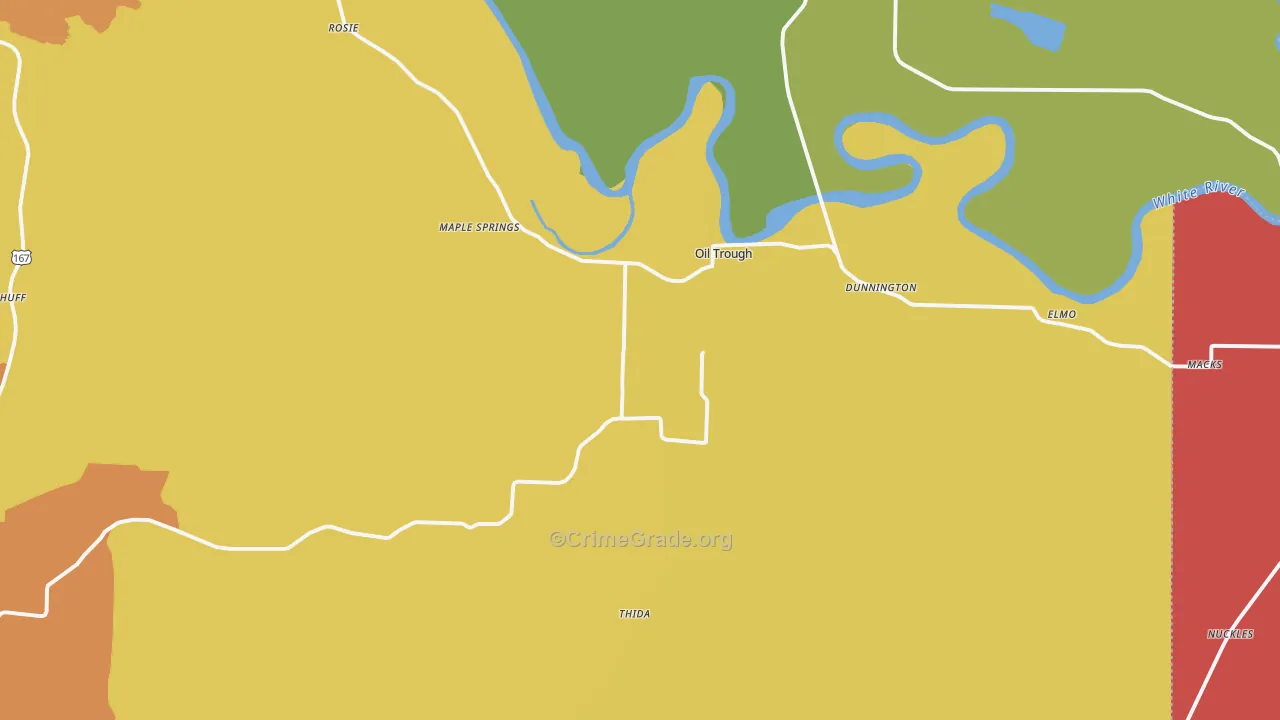 Oil Trough, AR Map of Theft Rates