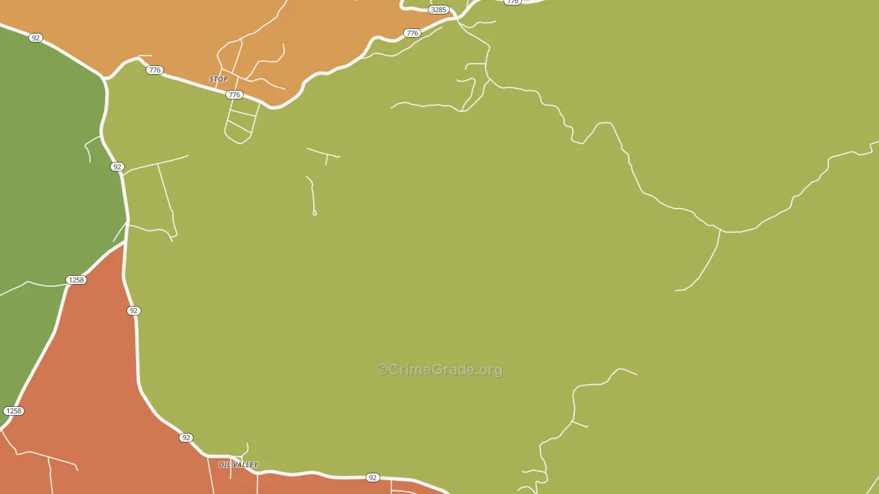 Oil Valley, KY Map of Theft Rates