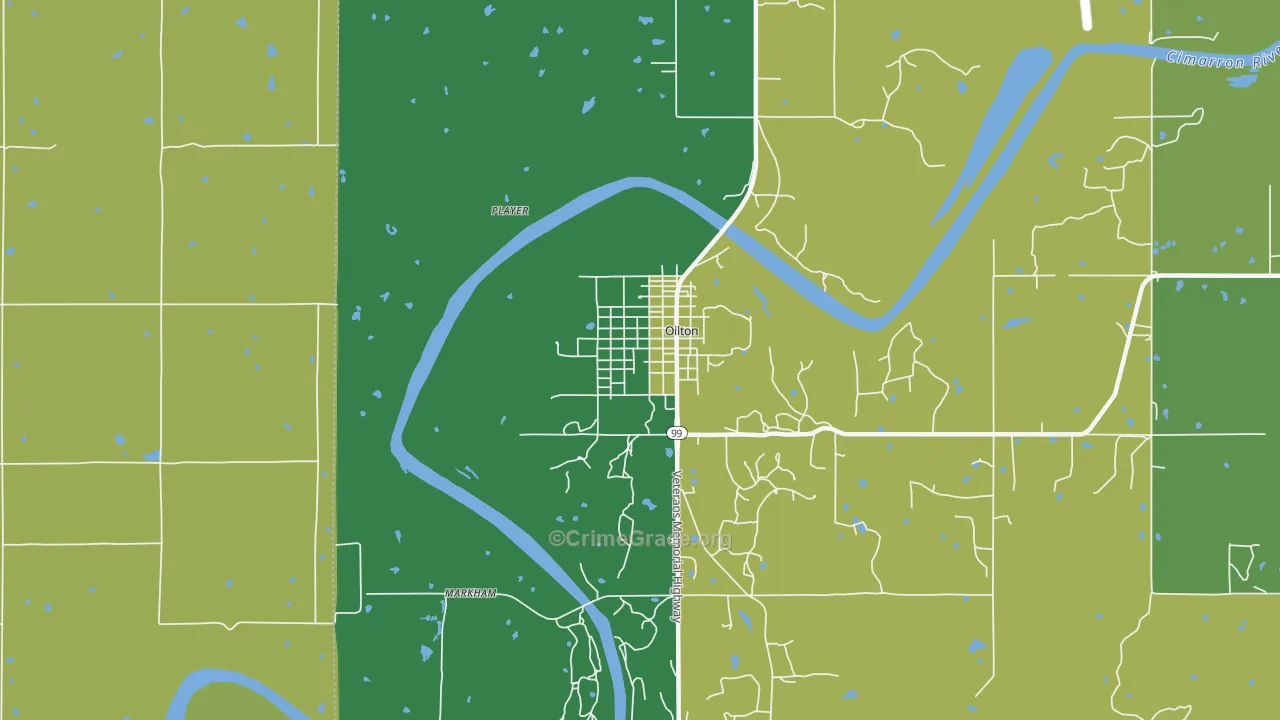 Oilton, OK Map of Theft Rates