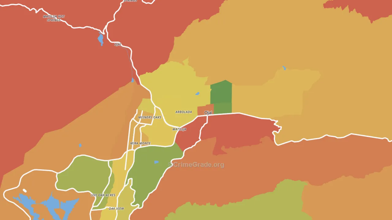 Ojai, CA Map of Theft Rates