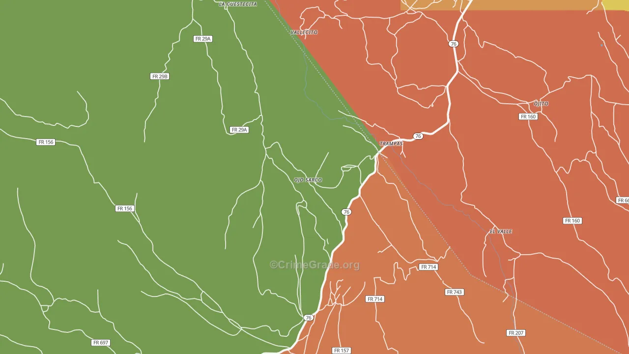 Ojo Sarco, NM Map of Theft Rates