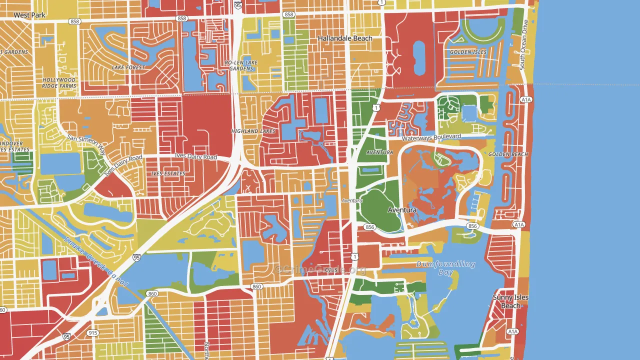 Ojus, FL Map of Theft Rates