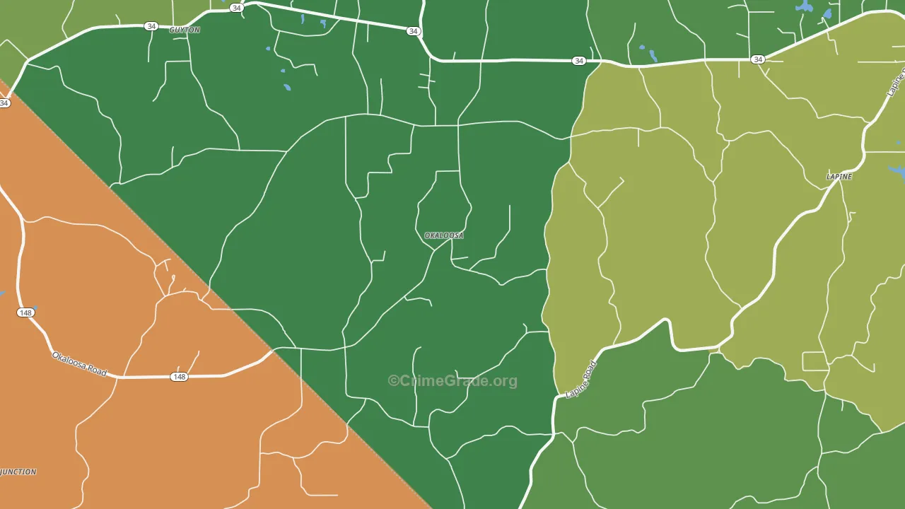 Okaloosa, LA Map of Theft Rates