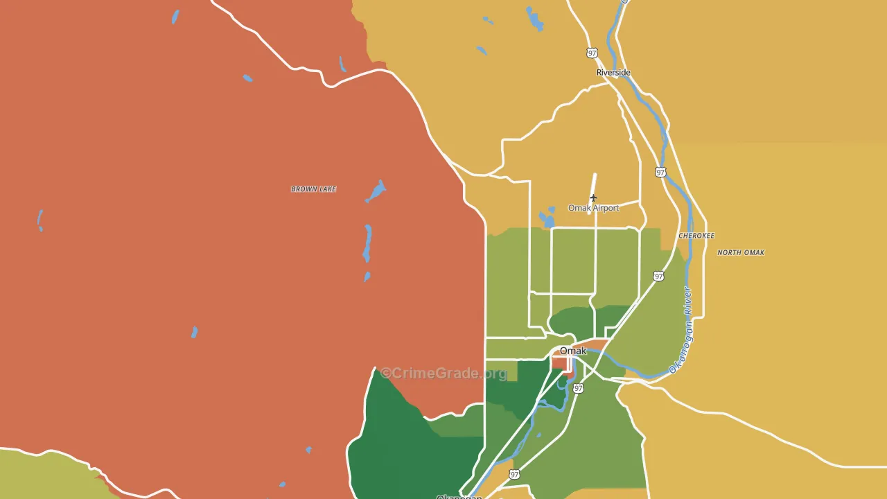 Okanogan County, WA Map of Theft Rates