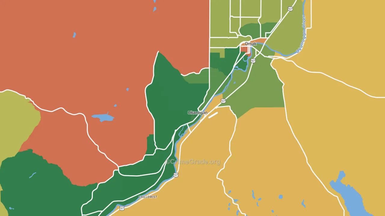Okanogan, WA Map of Theft Rates