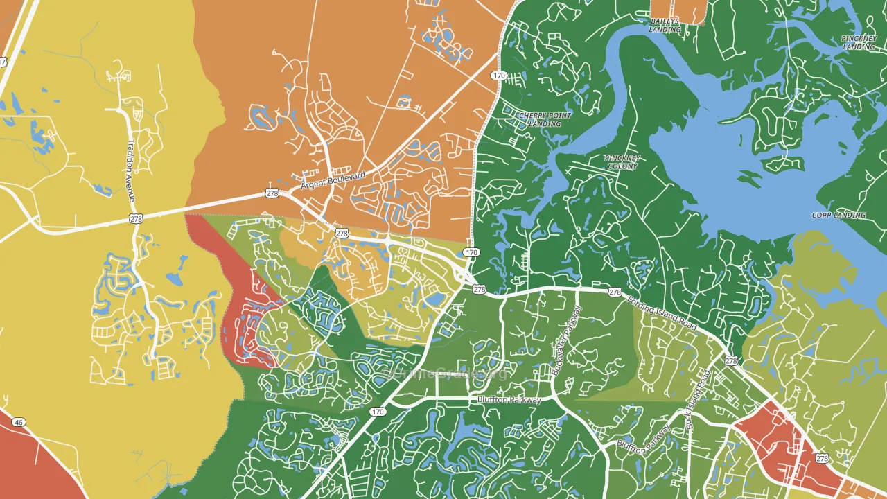 Okatie, SC Map of Theft Rates