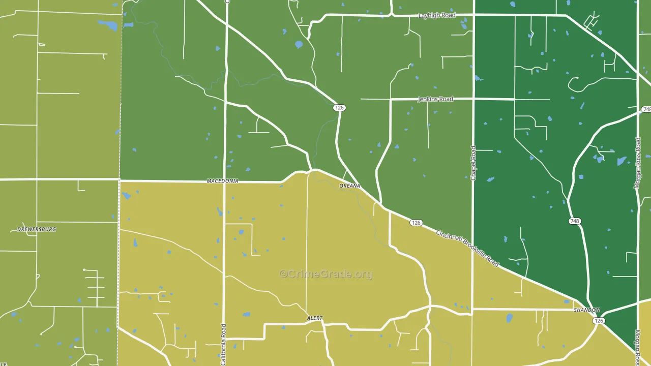 Okeana, OH Map of Theft Rates