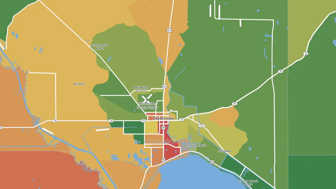 Okeechobee County, FL Map of Theft Rates