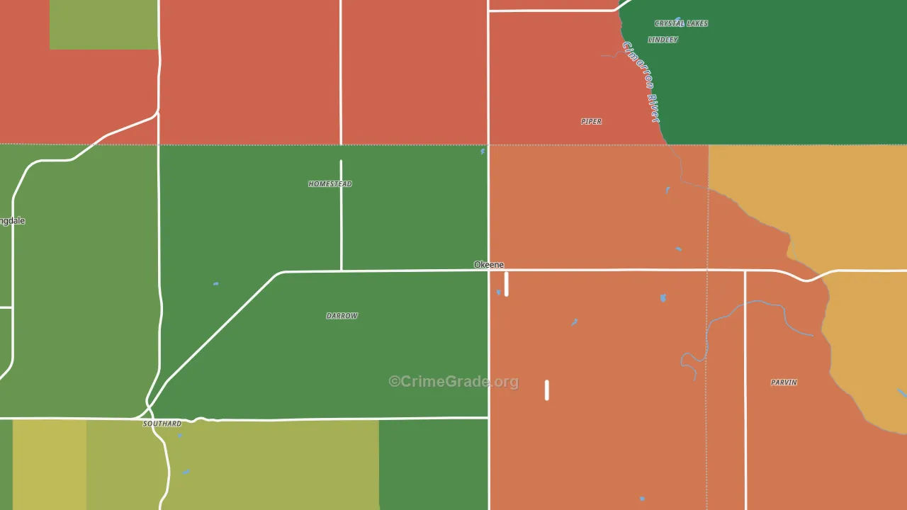 Okeene, OK Map of Theft Rates