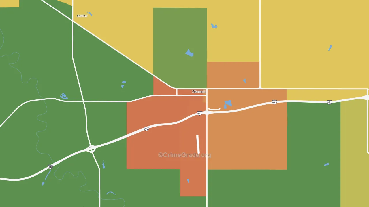 Okemah, OK Map of Theft Rates