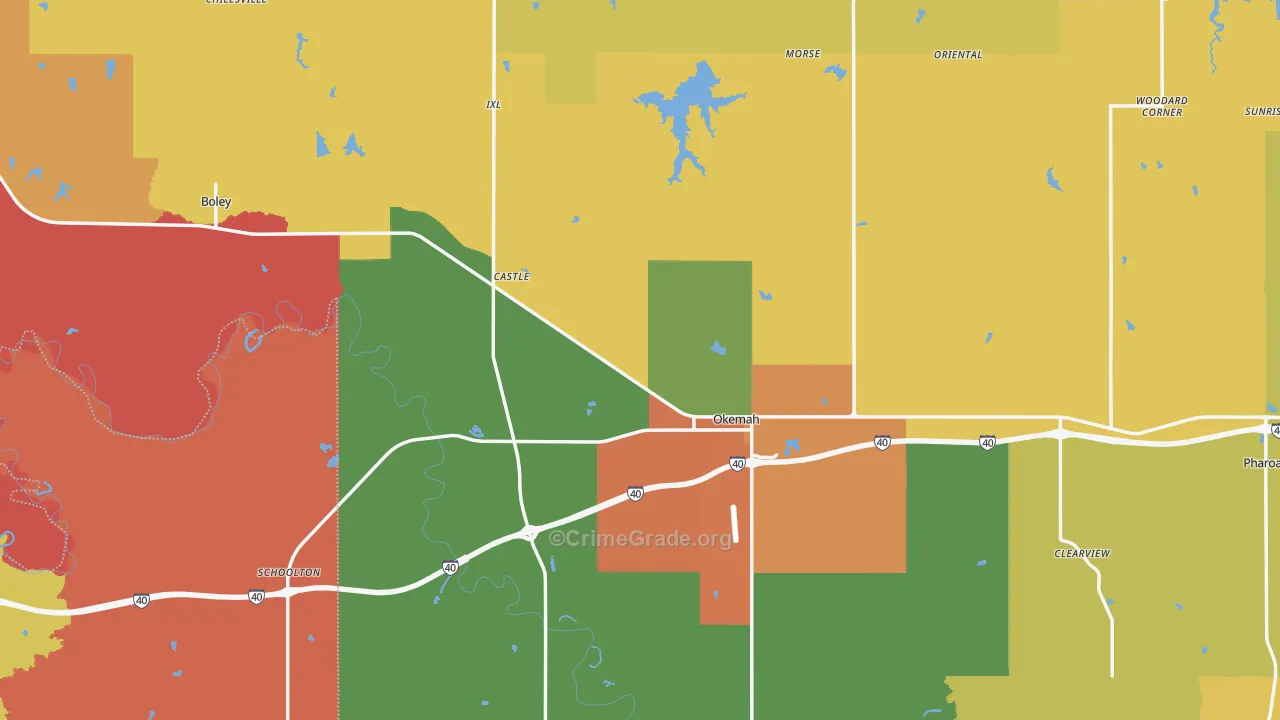 Okfuskee County, OK Map of Theft Rates