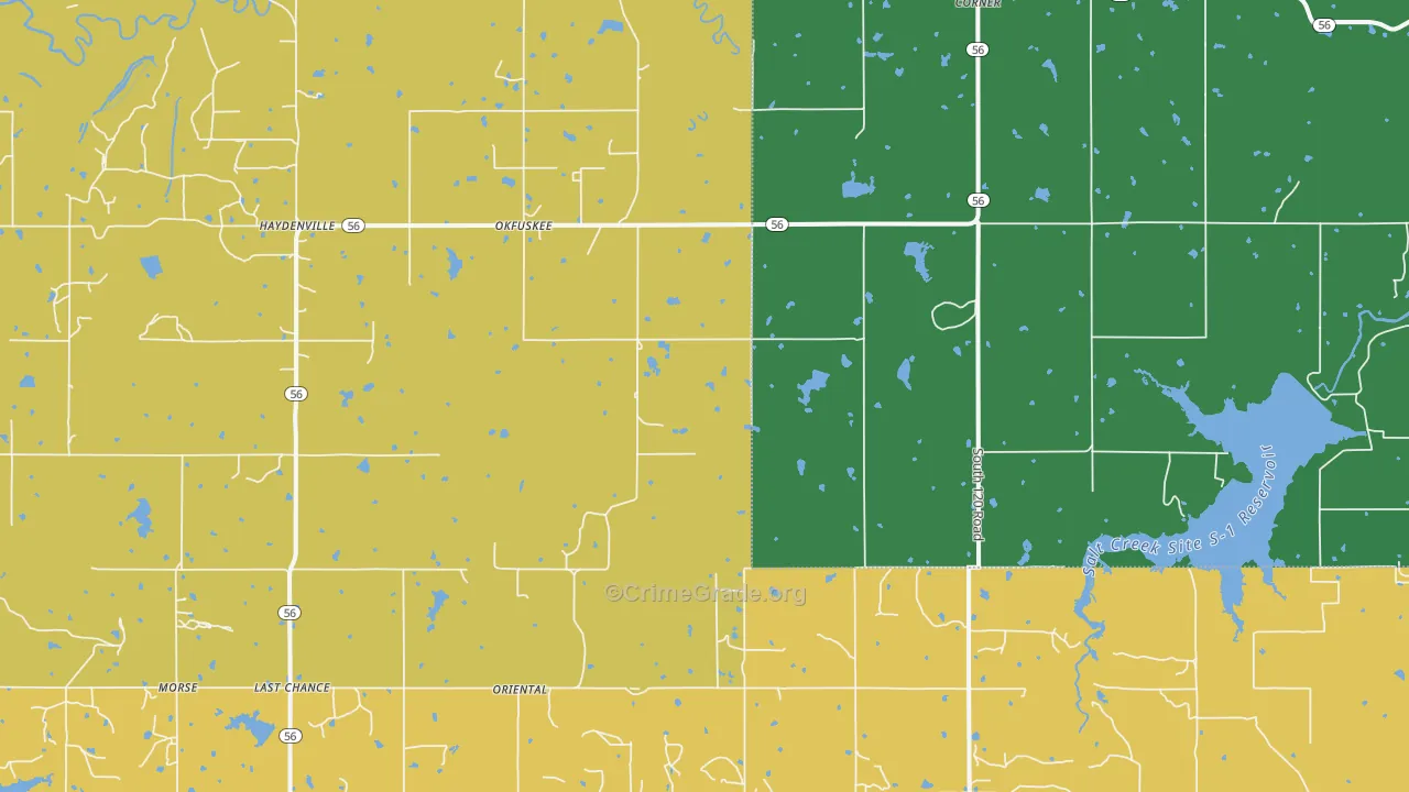 Okfuskee, OK Map of Theft Rates