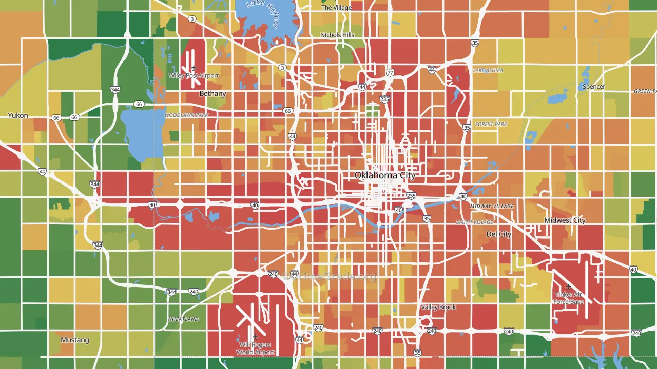 Oklahoma City, OK Map of Theft Rates