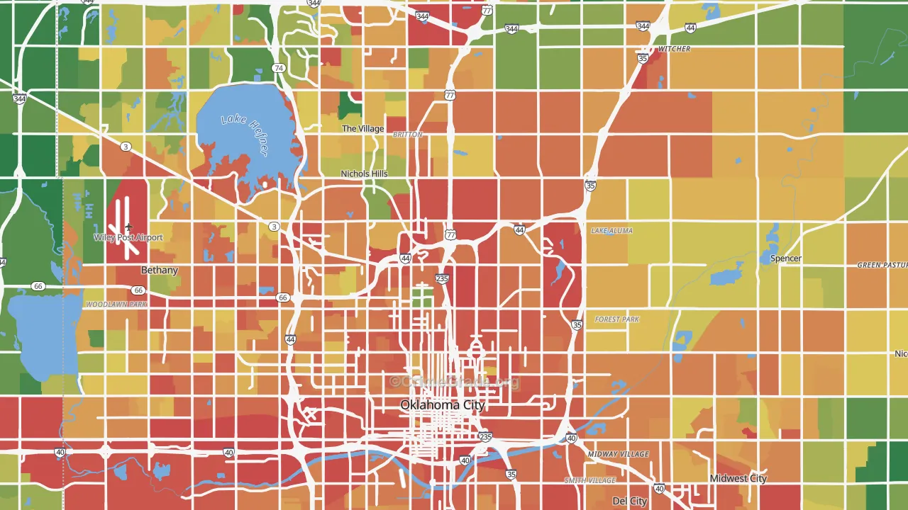 Oklahoma County, OK Map of Theft Rates