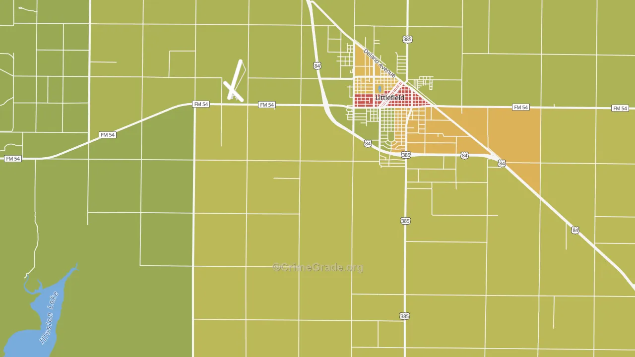 Oklahoma Flat, TX Map of Theft Rates