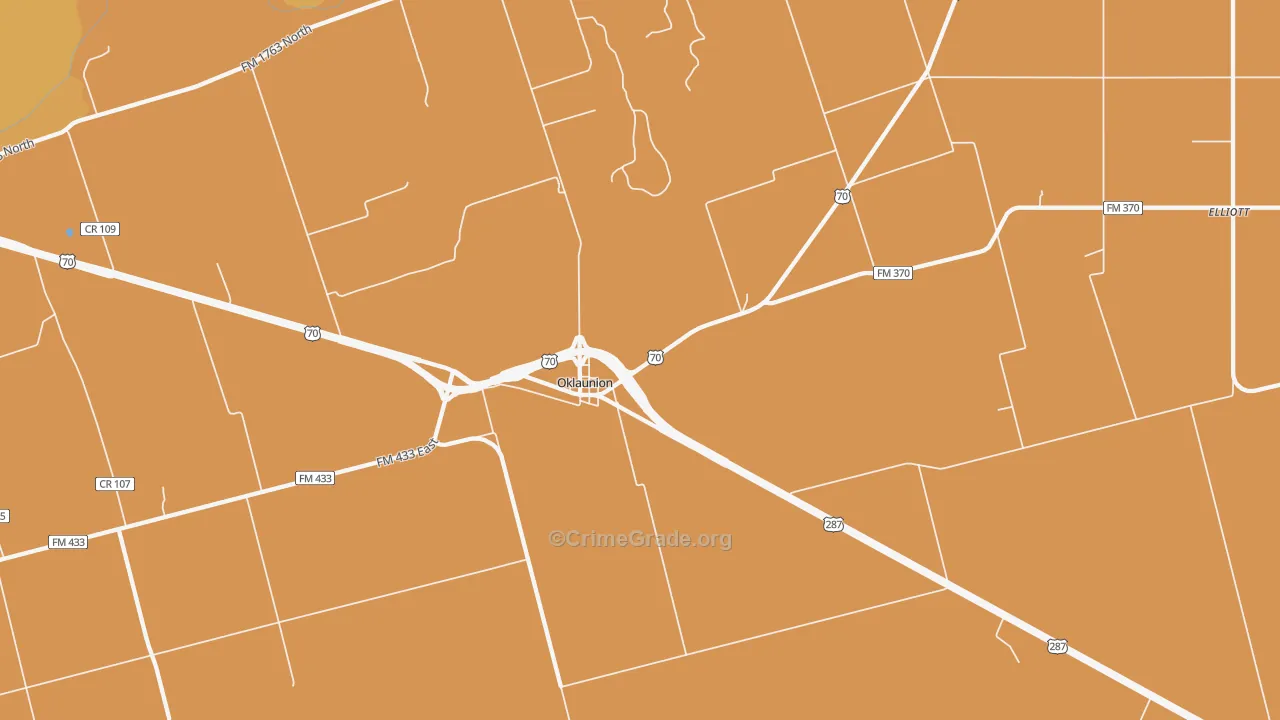 Oklaunion, TX Map of Theft Rates