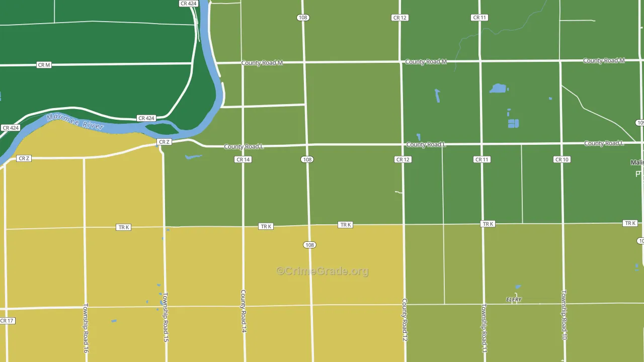 Okolona, OH Map of Theft Rates