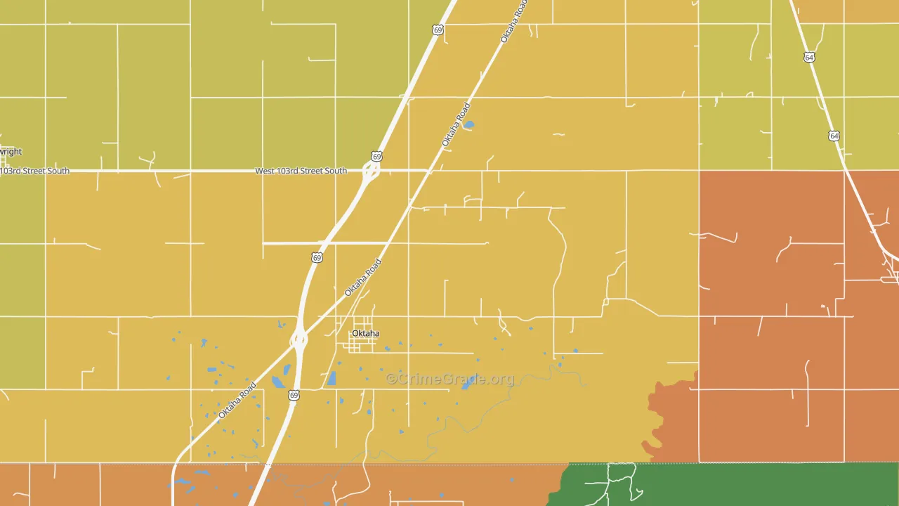 Oktaha, OK Map of Theft Rates