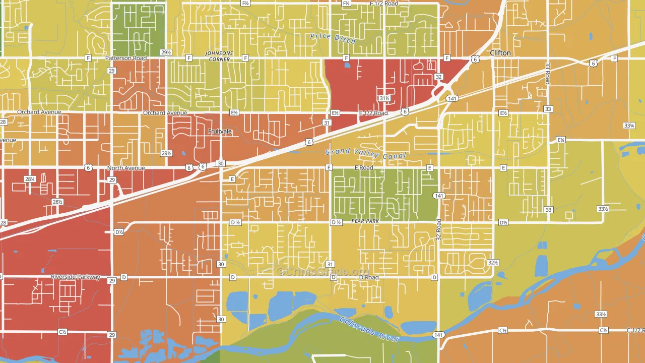 Ol Sun, Clifton, CO Map of Theft Rates