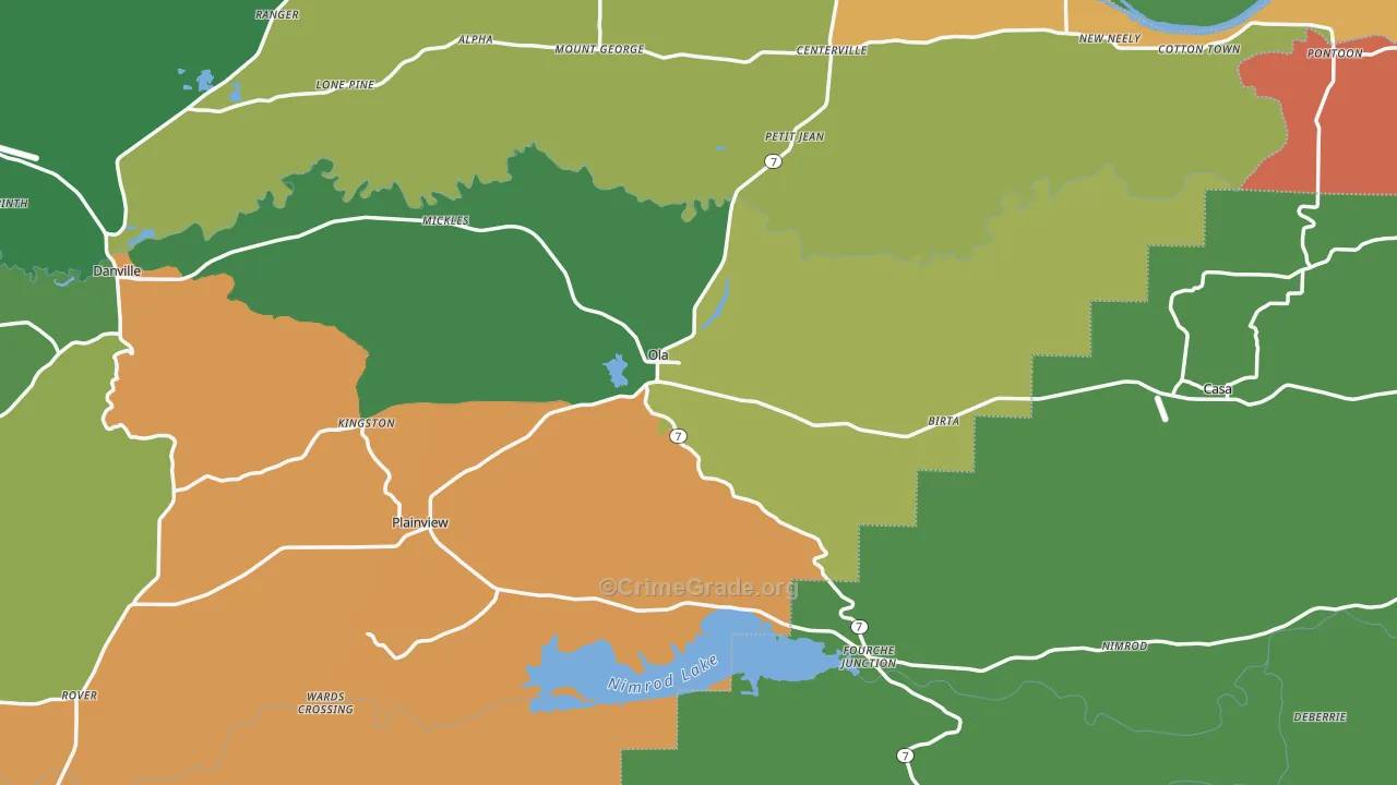 Ola, AR Map of Theft Rates
