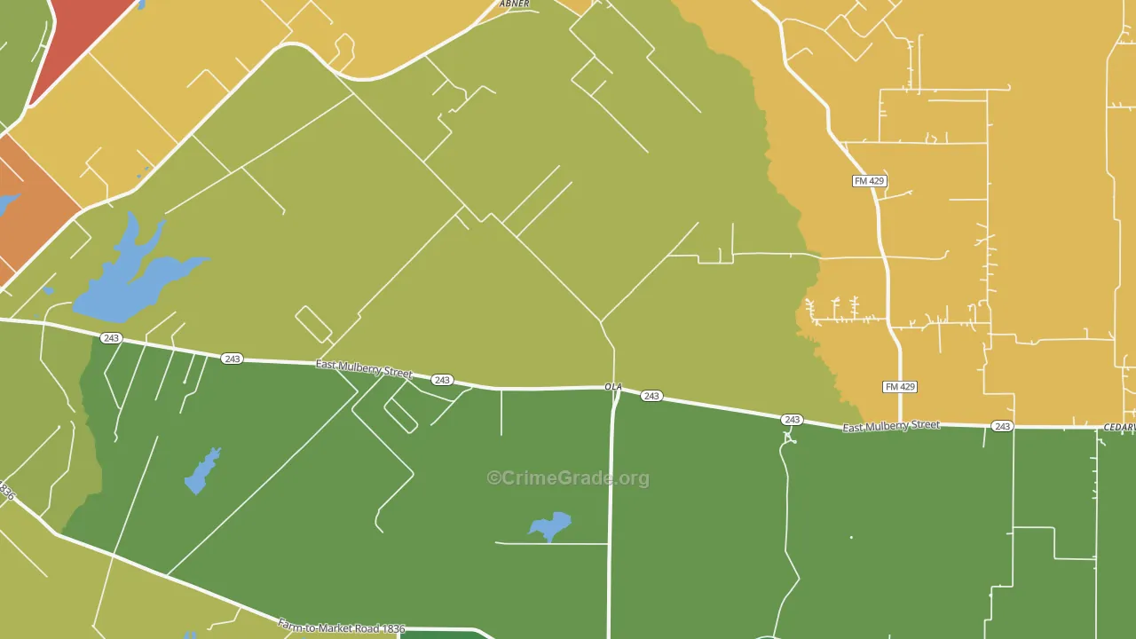Ola, TX Map of Theft Rates