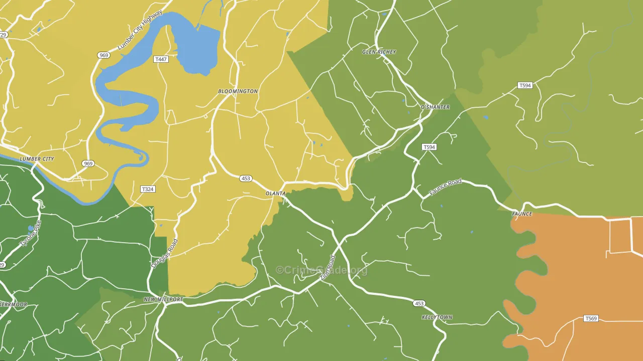 Olanta, PA Map of Theft Rates