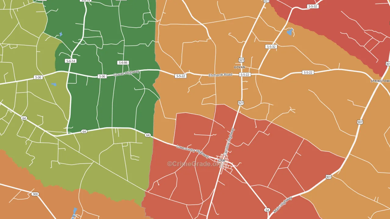 Olar, SC Map of Theft Rates