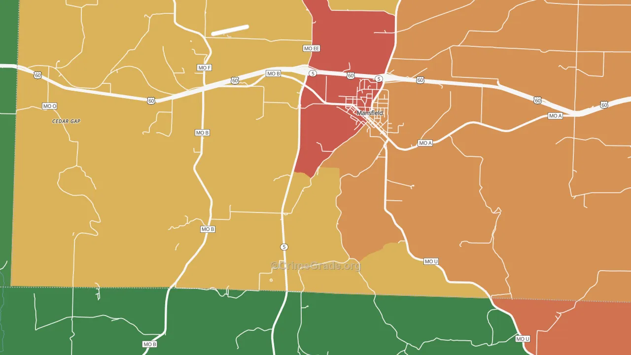 Olathia, MO Map of Theft Rates