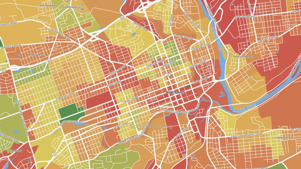 Old Allentown, Allentown, PA Map of Theft Rates